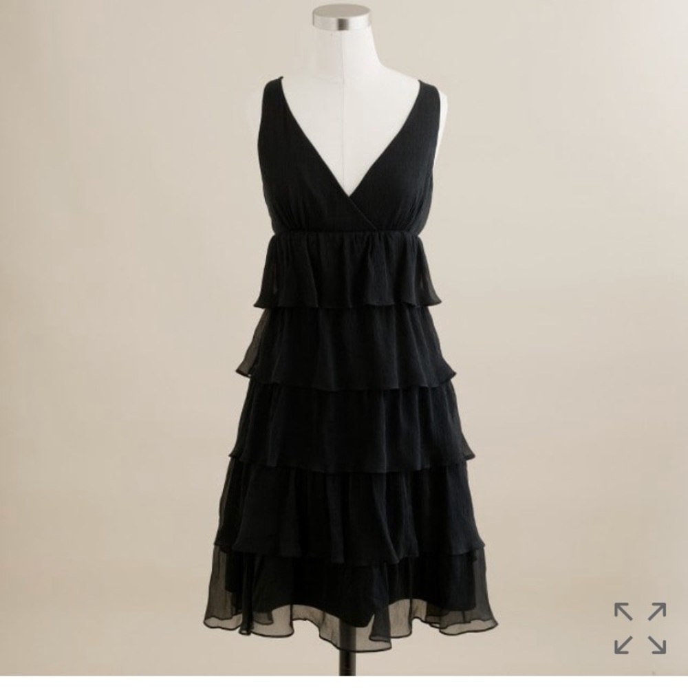 J. Crew Black Silk Chiffon Dress - Size 8P
